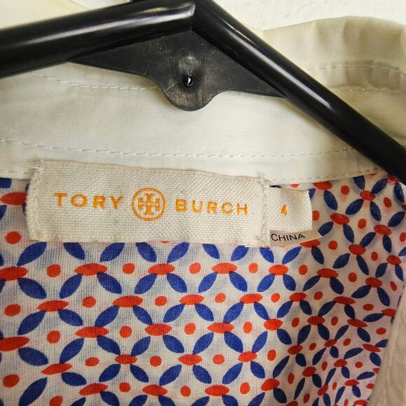 Tory Burch Brigitte Contrast Trim Blouse Old Money Quiet Luxury Ivy League Sz 4 - Picture 7 of 10